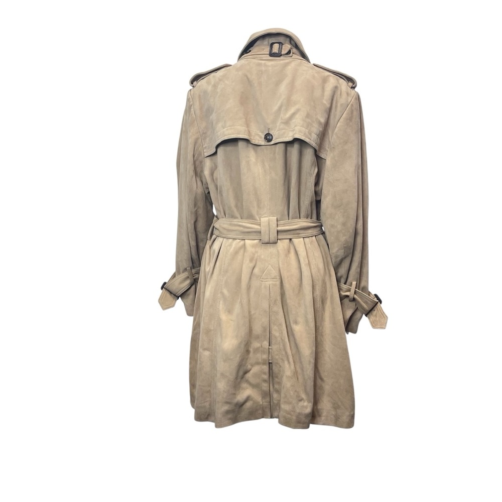 Banana Republic Classic Double Breasted Tan Suede Trench Coat Size XXL - Picture 6 of 15